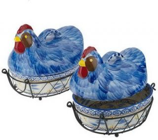 As Is Temp tations Old World Set/2 Covered Rooster Bakers —