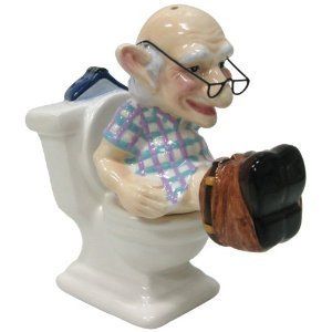 Coots Magnetic Coot Old Man Sitting on Toilet Salt and Pepper Shaker