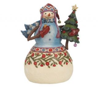 Jim Shore Heartwood Creek Be Cool Snowman with Pipe and Tree