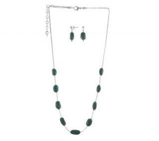 Fox Turquoise Liquid Sterling Silver Necklace &Earrings Set — 