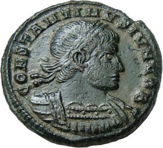 Constantine II AE Two Soldiers Two Standards Spears & Globe Authentic