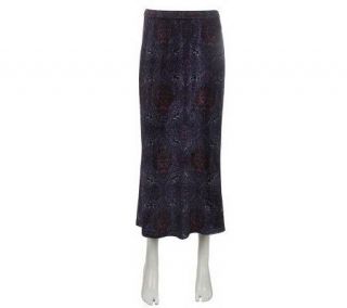 Linea by Louis DellOlio Flat Front Printed Velvet Skirt —