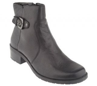 AK Anne Klein Leather Motorcycle Inspired Side Zip Ankle Boots
