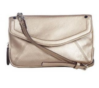 Tignanello Pebble Leather Flap Crossbody Bag with Chain Detail