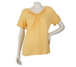 Kelly by Clinton Kelly V neck Top with Ruching Detail —