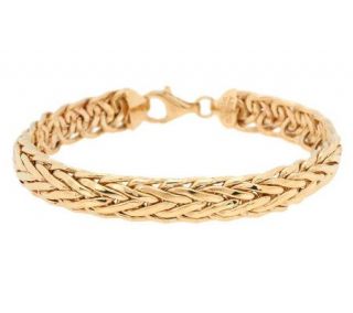 High Polished Domed Wheat Bracelet 14K Gold, 7.6g —