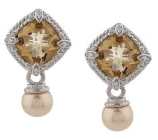 Judith Ripka Sterling Champagne Quartz Lotus Drop Earrings —