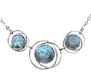 Or Paz Sterling Roman Glass Triple Circle Necklace —