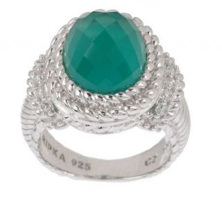 Judith Ripka Sterling Mint Quartz Doublet & Diamonique Ring — 