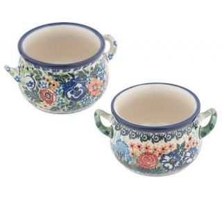 PolishStoneware Blessings of Peace Set of 2 Onion Soup Cups