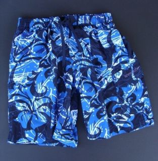 SPEEDO Board Swim Shorts Blues Blk White Geometric Prints Excell Cond