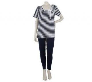 Sport Savvy Striped Tunic and Leggings with Bow Detail —