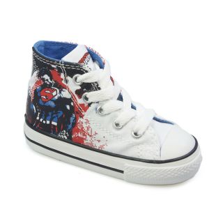 Converse Superman Print Hi White Red Toddlers Canvas Trainers
