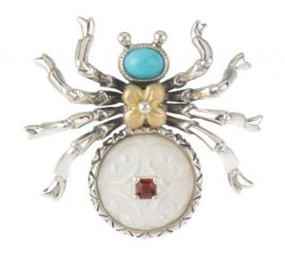 Barbara Bixby Multi gemstone Spider Pin Sterling/18K —