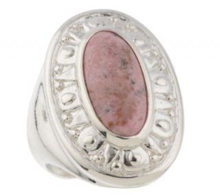 Sterling Colorado Rhodonite Oval Textured Ring —