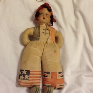 Vintage United Kingdom Doll with A Composition Head and Straw Stuffed