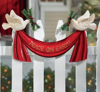 PEACE ON EARTH DOVE CHRISTMAS OUTDOOR SWAG SIGN HOLIDAY FENCE