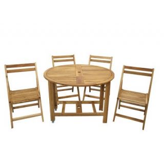 Solid Wood Folding 39 Round Table with 4 Chairs —