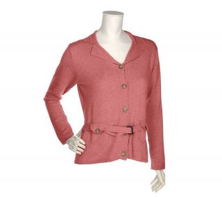 Perfect by Carson Kressley Belted Cardigan w/Elbow Patches —