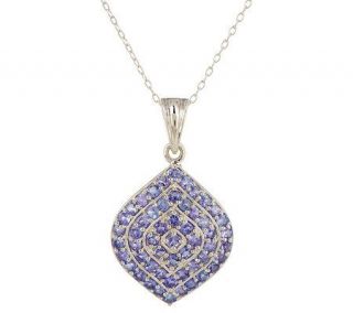 Sterling 1.50 ct tw Tanzanite Pave Marquise Pendant w/Chain