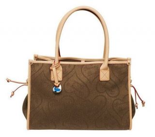 Dooney & Bourke Signature Print Heart Design Tote Bag with Leather 