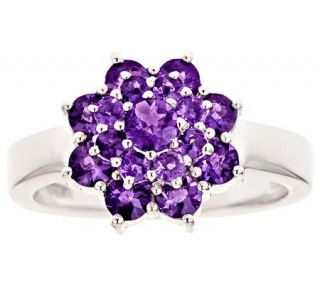 Sterling Silver 0.95cttw Amethyst Cluster Ring —