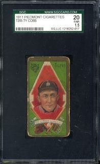 You are bidding on a vintage 1911 T205 Piedmont TY COBB graded SGC 20