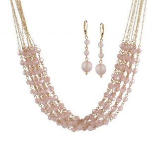 Marie Osmonds Simulated Moonstone Bead Necklace & Earrings Set
