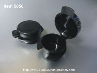  of 200 Black Plastic Cosmetic Sample Hinged Jars 1 Gram 5050