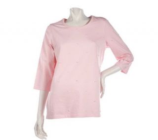 Quacker Factory 3/4 Sleeve Pearl Dot T shirt —