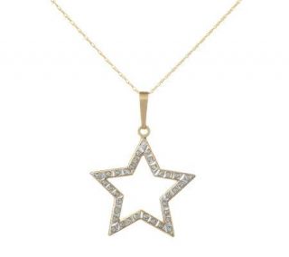 Diamond Fascination Star Pendant with Chain, 14K Yellow Gold   J304541