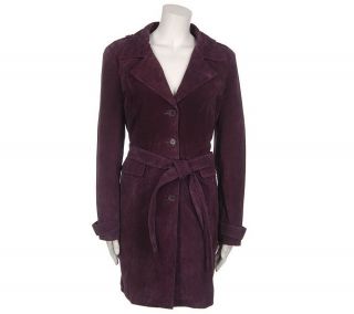 Centigrade Washable Suede Trench Coat with Thermolite Lining