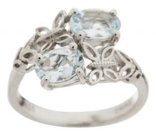 00 ct tw Aquamarine Sterling Butterfly Bypass Ring —