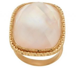HonoraGold Faceted Cushion Mother of Pearl Doublet Ring 14K Gold