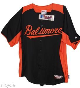  Orioles MLB Black Authentic Cool Base Majestic Jersey XL 2XL