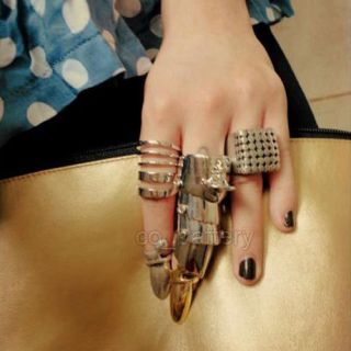  Lady Gaga Bronze Punk Cool Finger Nail Snake Design Finger Ring