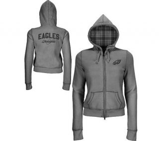 NFL Eagles Womens Plus Sweatshirt with Plaid Lined Hood —