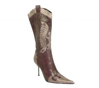 Bronx Leather Pointy Toe Jewel Detailed Boot w/Condor Design