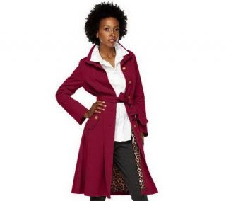 As Is Isaac Mizrahi Live Full Skirt Trench Coat with Belt —