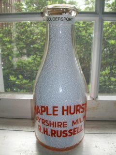 Coudersport PA Maple Hursts Ayrshire Dairy Milk Bottle RH Russell