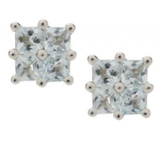 85 ct tw Princess Cut Aquamarine Sterling Earrings —