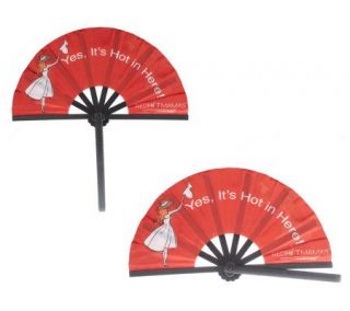 Red Hot Mamas Set of 2 Folding Hand Held Cooling Fans —