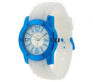 Gossip White Silicone Strap Watch with Metallic Color Case —