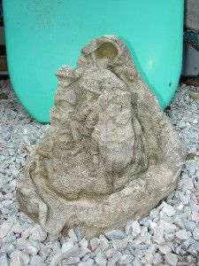 Vtg Concrete Fountain Top Statue Fishing Coons