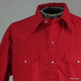   Western Pearl Snap Shirt XL Solid Vtg Mens Cowboy Short Sleeve USA