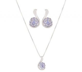 75 ct tw Tanzanite Sterling Earring and Pendant Set —