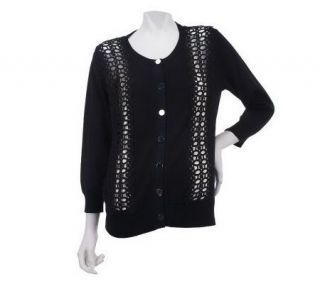 Kelly by Clinton Kelly 3/4 Sleeve Cardigan with Eyelet Detail 