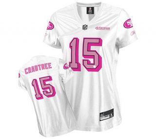 NFL 49ers Michael Crabtree Womens Be Luvd White/Pink Jersey