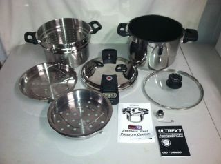 Ultrex II 8 Quart Pressure Cooker Steamer Basket Bundle New