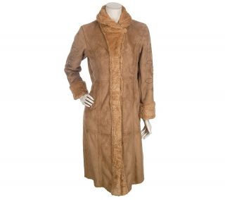Dennis Basso Faux Suede Long Coat with Embellishment —